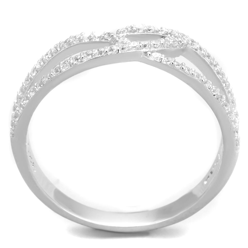 Rhodium 925 Sterling Silver Ring with AAA Grade CZ  in Clear
