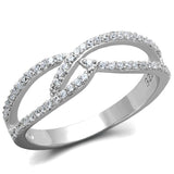 Rhodium 925 Sterling Silver Ring with AAA Grade CZ  in Clear
