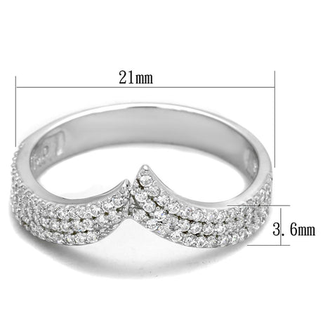 Rhodium 925 Sterling Silver Ring with AAA Grade CZ  in Clear