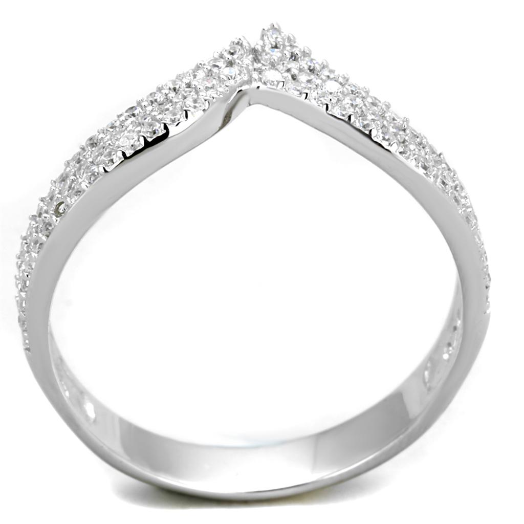 Rhodium 925 Sterling Silver Ring with AAA Grade CZ  in Clear