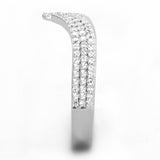 Rhodium 925 Sterling Silver Ring with AAA Grade CZ  in Clear