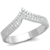 Rhodium 925 Sterling Silver Ring with AAA Grade CZ  in Clear