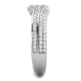 Rhodium 925 Sterling Silver Ring with AAA Grade CZ  in Clear