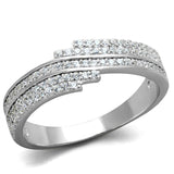 Rhodium 925 Sterling Silver Ring with AAA Grade CZ  in Clear