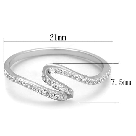 Rhodium 925 Sterling Silver Ring with AAA Grade CZ  in Clear