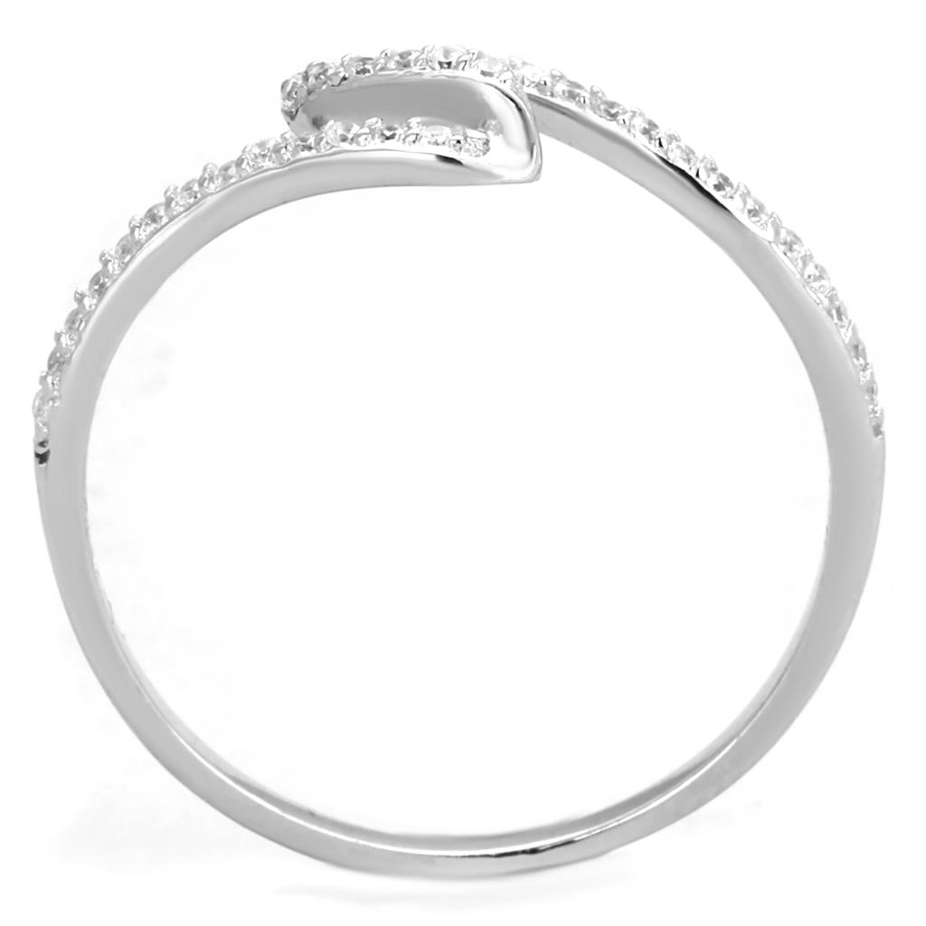 Rhodium 925 Sterling Silver Ring with AAA Grade CZ  in Clear
