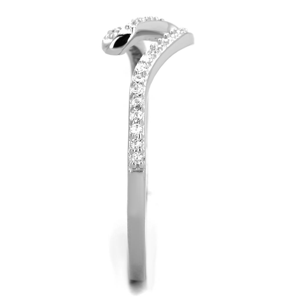 Rhodium 925 Sterling Silver Ring with AAA Grade CZ  in Clear