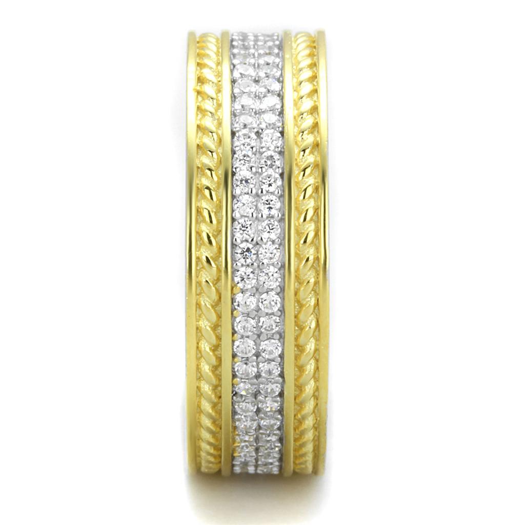 Reverse Two-Tone 925 Sterling Silver Ring with AAA Grade CZ  in Clear