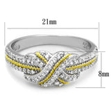 Reverse Two-Tone 925 Sterling Silver Ring with AAA Grade CZ  in Clear