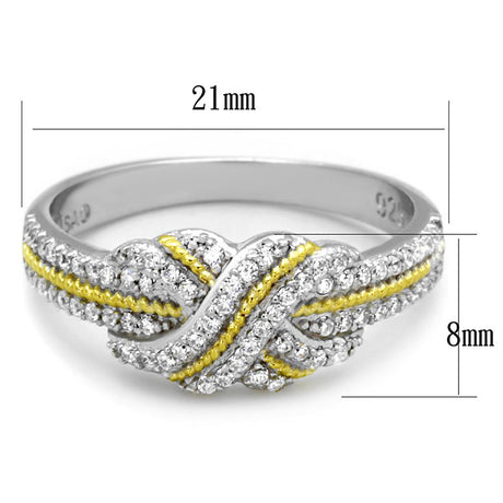 Reverse Two-Tone 925 Sterling Silver Ring with AAA Grade CZ  in Clear