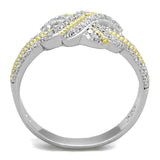 Reverse Two-Tone 925 Sterling Silver Ring with AAA Grade CZ  in Clear