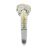 Reverse Two-Tone 925 Sterling Silver Ring with AAA Grade CZ  in Clear