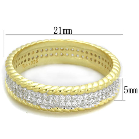 Gold+Rhodium 925 Sterling Silver Ring with AAA Grade CZ  in Clear