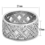 Rhodium 925 Sterling Silver Ring with AAA Grade CZ  in Clear