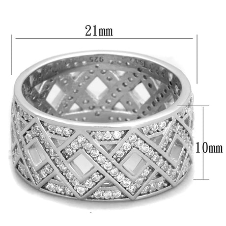 Rhodium 925 Sterling Silver Ring with AAA Grade CZ  in Clear