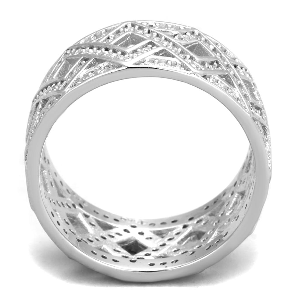 Rhodium 925 Sterling Silver Ring with AAA Grade CZ  in Clear