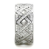 Rhodium 925 Sterling Silver Ring with AAA Grade CZ  in Clear
