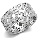 Rhodium 925 Sterling Silver Ring with AAA Grade CZ  in Clear