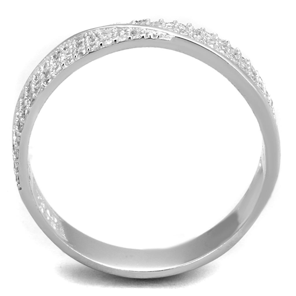 Rhodium 925 Sterling Silver Ring with AAA Grade CZ  in Clear