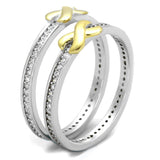 Reverse Two-Tone 925 Sterling Silver Ring with AAA Grade CZ  in Clear