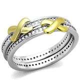 Reverse Two-Tone 925 Sterling Silver Ring with AAA Grade CZ  in Clear
