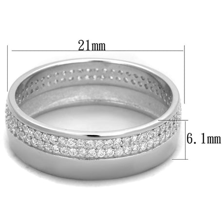 Rhodium 925 Sterling Silver Ring with AAA Grade CZ  in Clear