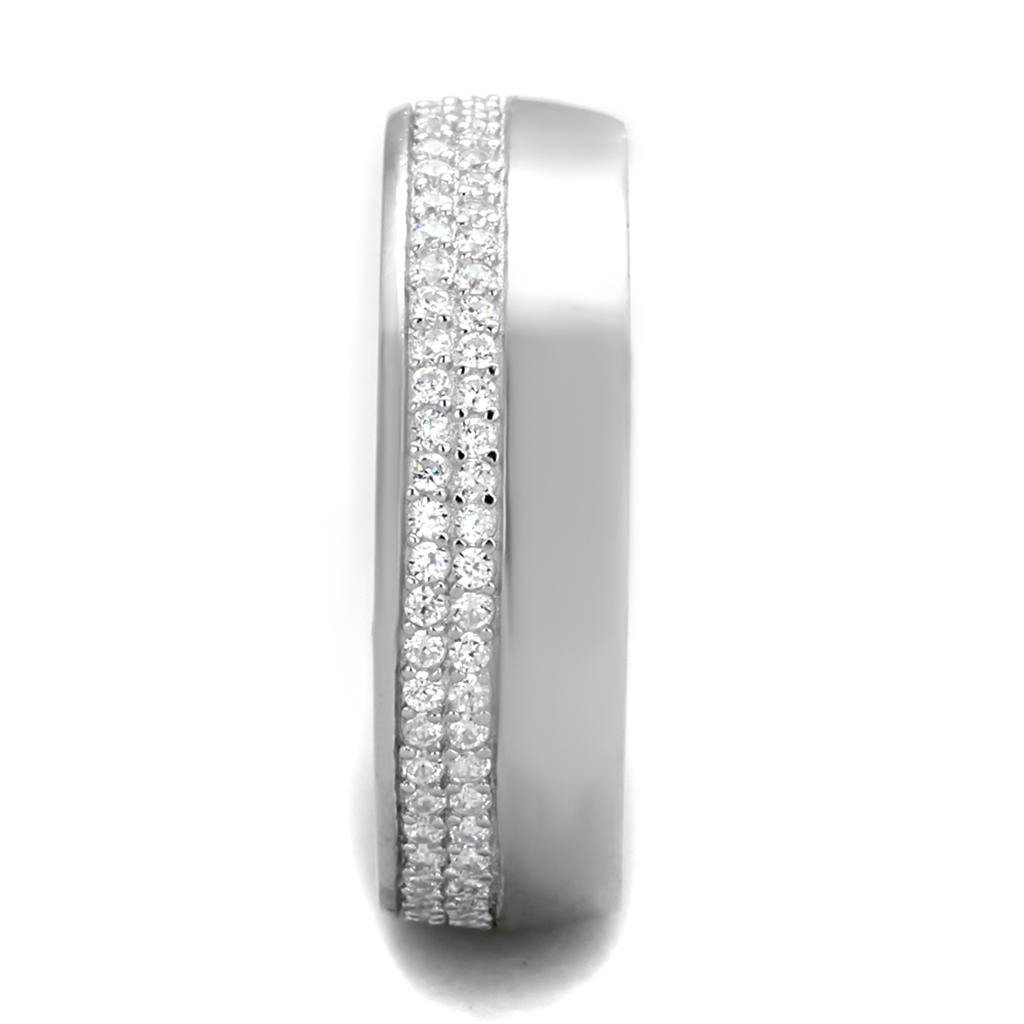 Rhodium 925 Sterling Silver Ring with AAA Grade CZ  in Clear