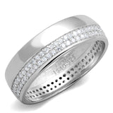 Rhodium 925 Sterling Silver Ring with AAA Grade CZ  in Clear