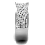 Rhodium 925 Sterling Silver Ring with AAA Grade CZ  in Clear