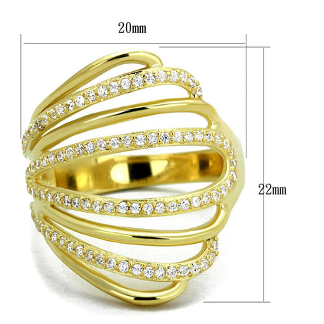 Gold 925 Sterling Silver Ring with AAA Grade CZ  in Clear