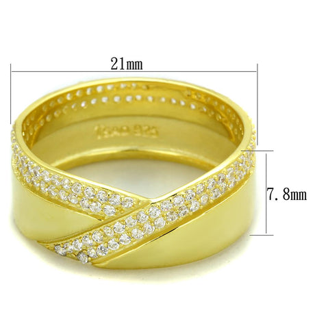 Gold 925 Sterling Silver Ring with AAA Grade CZ  in Clear