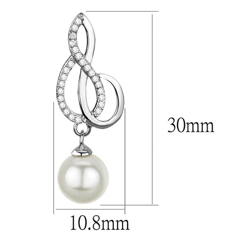 Rhodium 925 Sterling Silver Earrings with Synthetic Pearl in Citrine Yellow