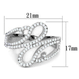 Rhodium 925 Sterling Silver Ring with AAA Grade CZ  in Clear