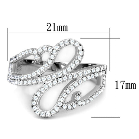 Rhodium 925 Sterling Silver Ring with AAA Grade CZ  in Clear