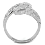 Rhodium 925 Sterling Silver Ring with AAA Grade CZ  in Clear