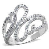 Rhodium 925 Sterling Silver Ring with AAA Grade CZ  in Clear