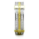 Reverse Two-Tone 925 Sterling Silver Ring with AAA Grade CZ  in Clear