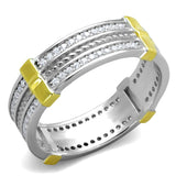 Reverse Two-Tone 925 Sterling Silver Ring with AAA Grade CZ  in Clear