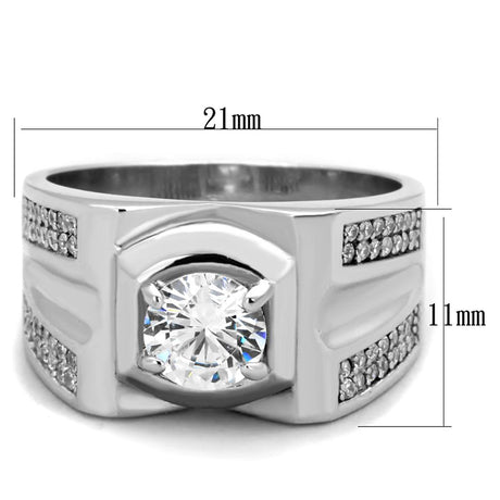 Rhodium 925 Sterling Silver Ring with AAA Grade CZ  in Clear