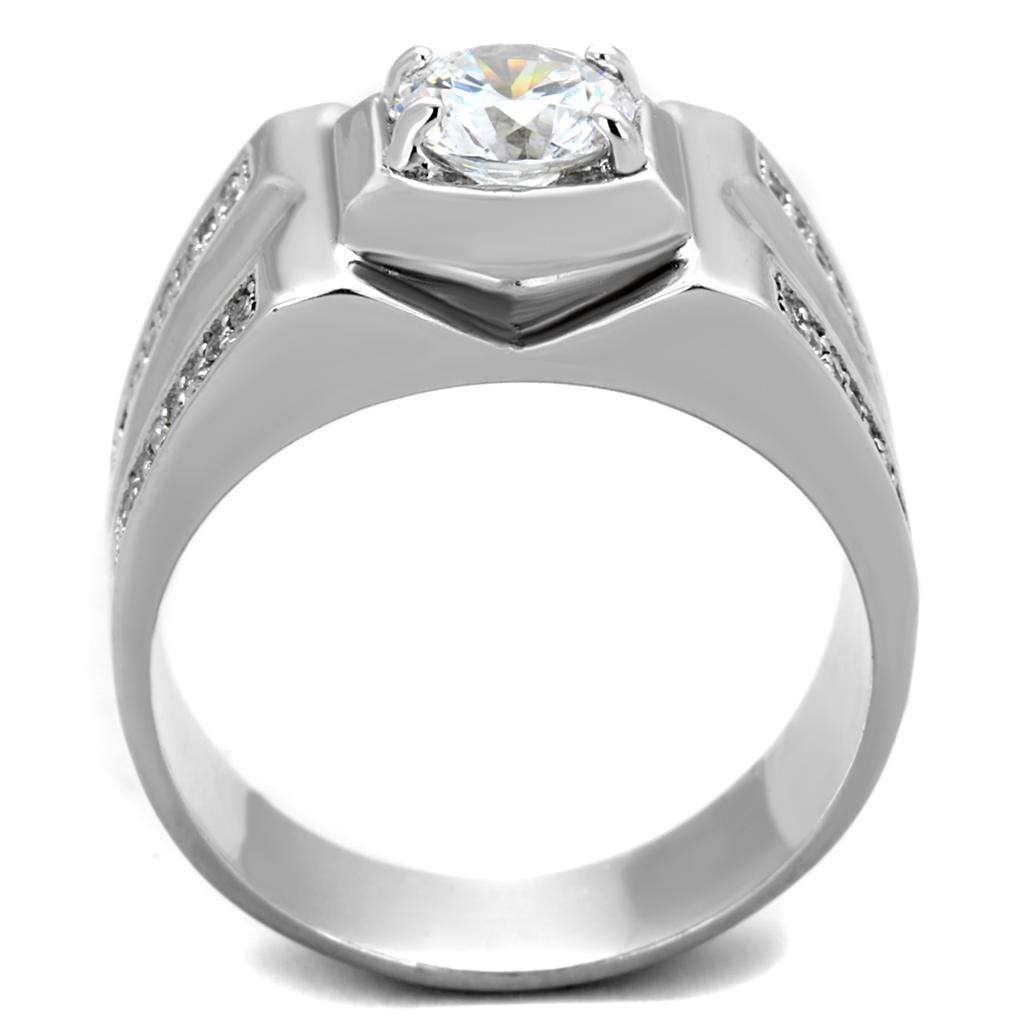Rhodium 925 Sterling Silver Ring with AAA Grade CZ  in Clear