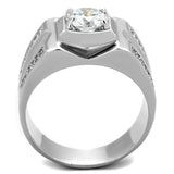 Rhodium 925 Sterling Silver Ring with AAA Grade CZ  in Clear