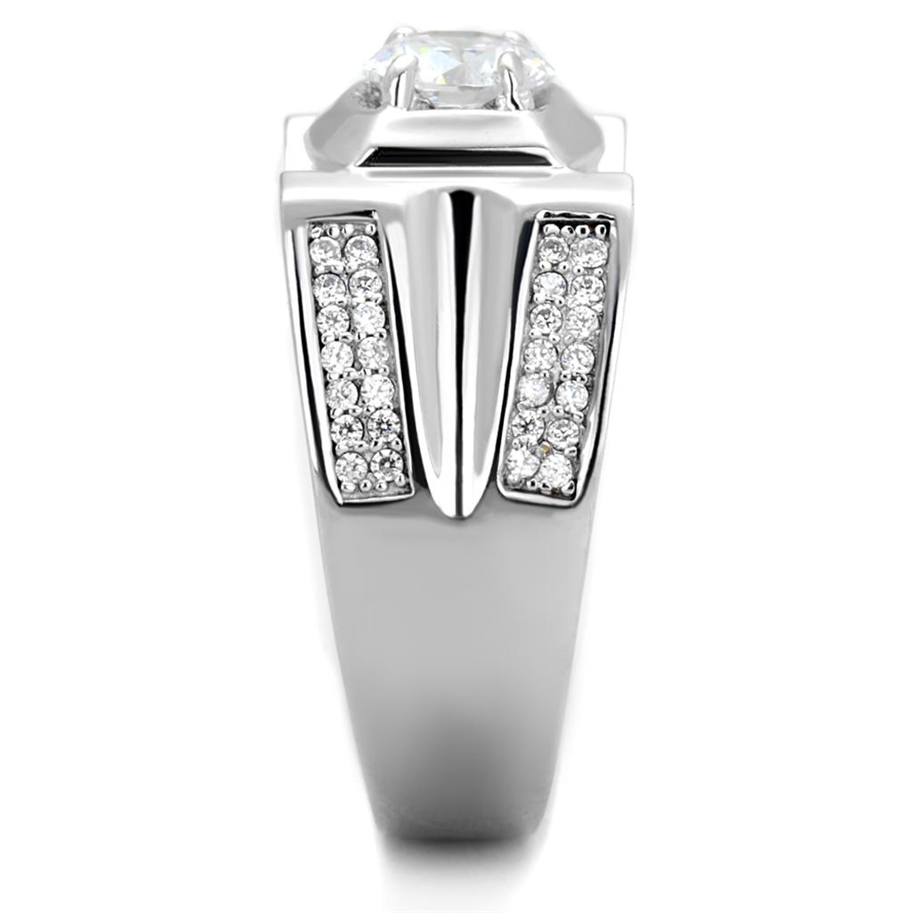 Rhodium 925 Sterling Silver Ring with AAA Grade CZ  in Clear