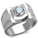 Rhodium 925 Sterling Silver Ring with AAA Grade CZ  in Clear