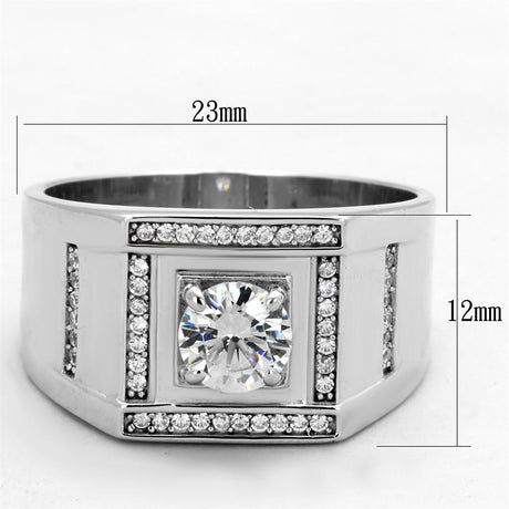 Rhodium 925 Sterling Silver Ring with AAA Grade CZ  in Clear