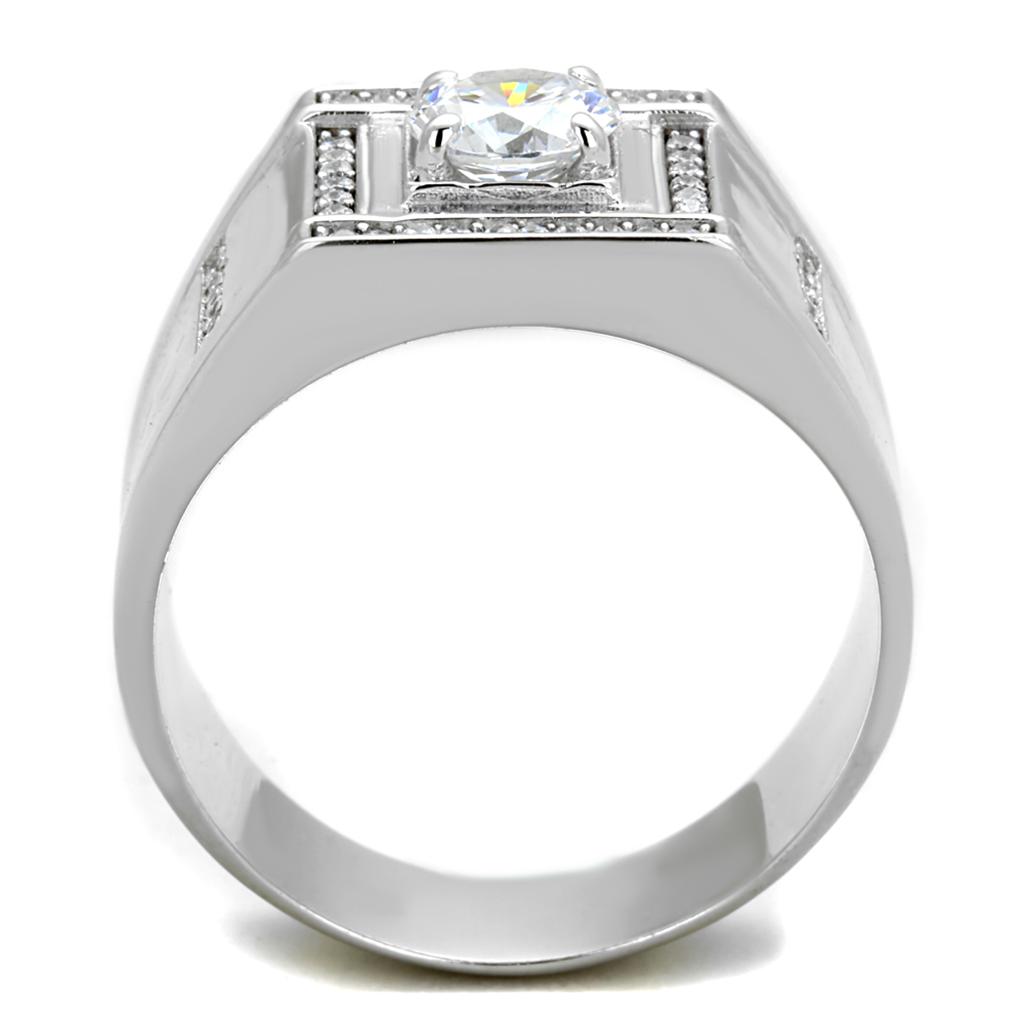 Rhodium 925 Sterling Silver Ring with AAA Grade CZ  in Clear