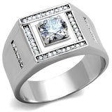 Rhodium 925 Sterling Silver Ring with AAA Grade CZ  in Clear