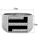 Rhodium 925 Sterling Silver Ring with AAA Grade CZ  in Clear