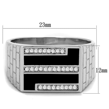 Rhodium 925 Sterling Silver Ring with AAA Grade CZ  in Clear