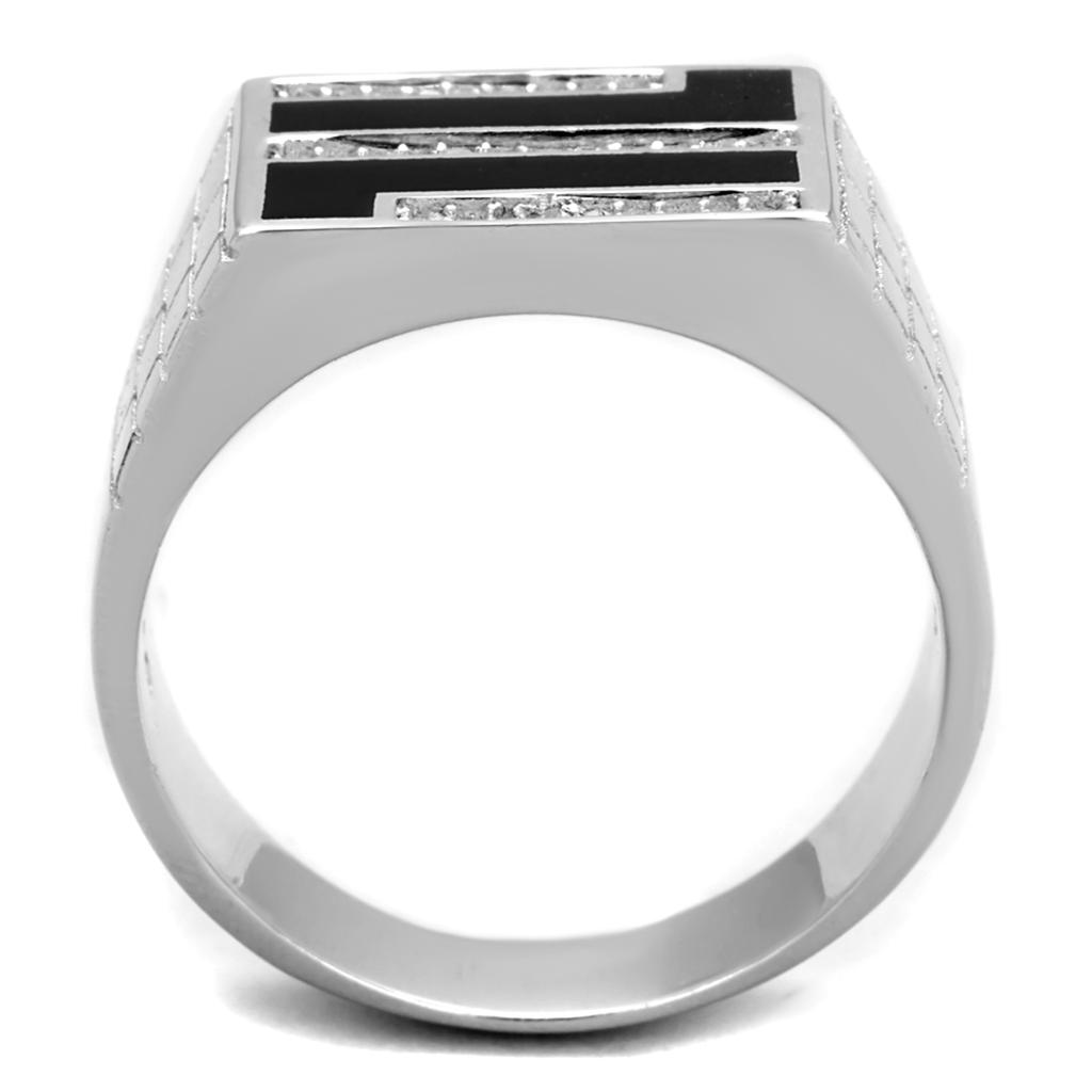 Rhodium 925 Sterling Silver Ring with AAA Grade CZ  in Clear