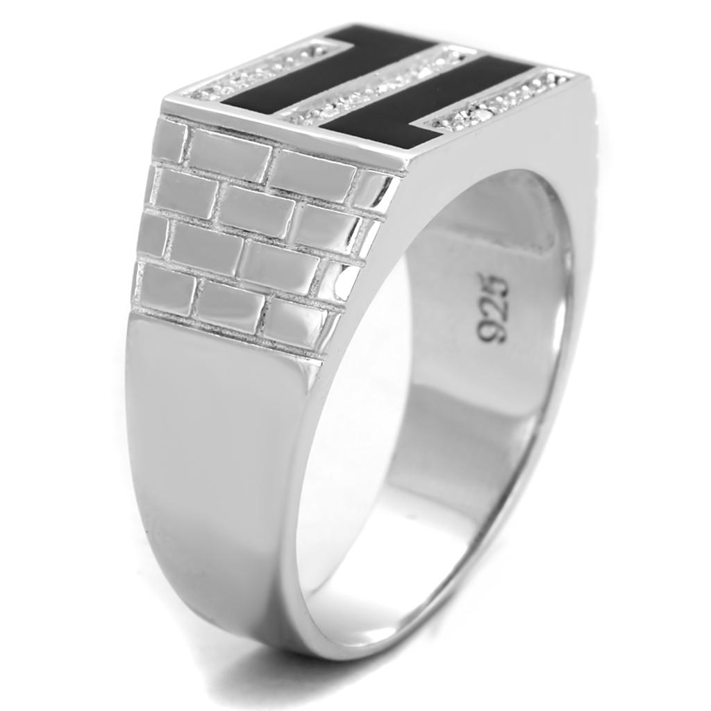 Rhodium 925 Sterling Silver Ring with AAA Grade CZ  in Clear